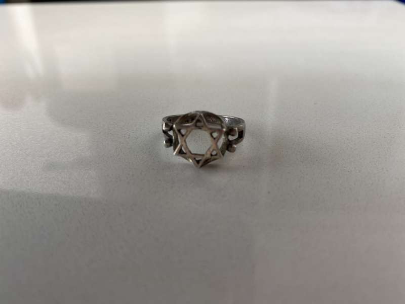 Silver Ring With Star of David Overlaid on Crown Shape