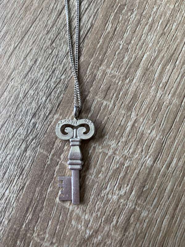 925 Silver Key Pendant on 925 Silver Chain, Pendant has Hebrew Letters On It #ML696 R495.00 | Dim...