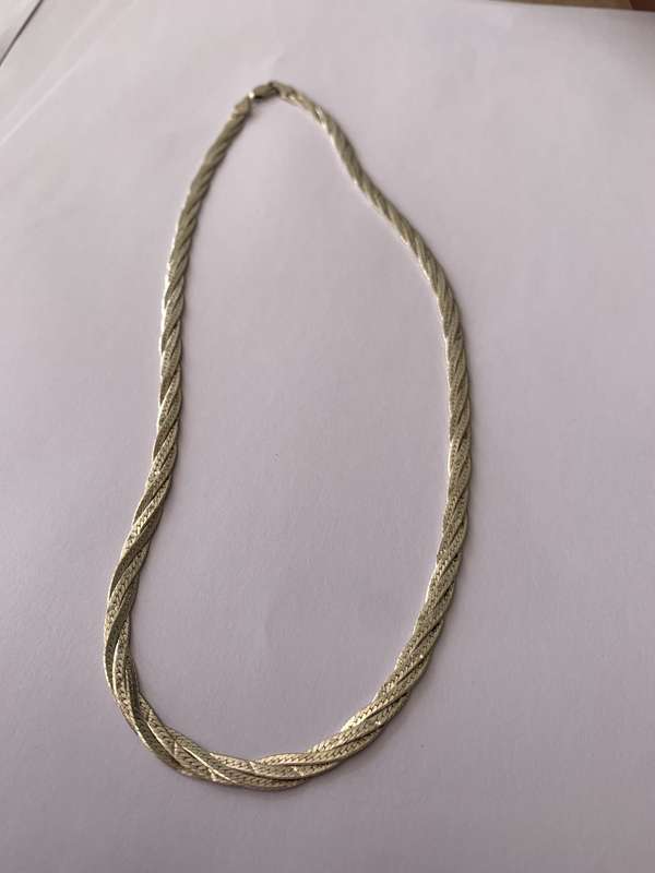 925 Silver Flat plaited silver necklace engraved 'Made in Italy'