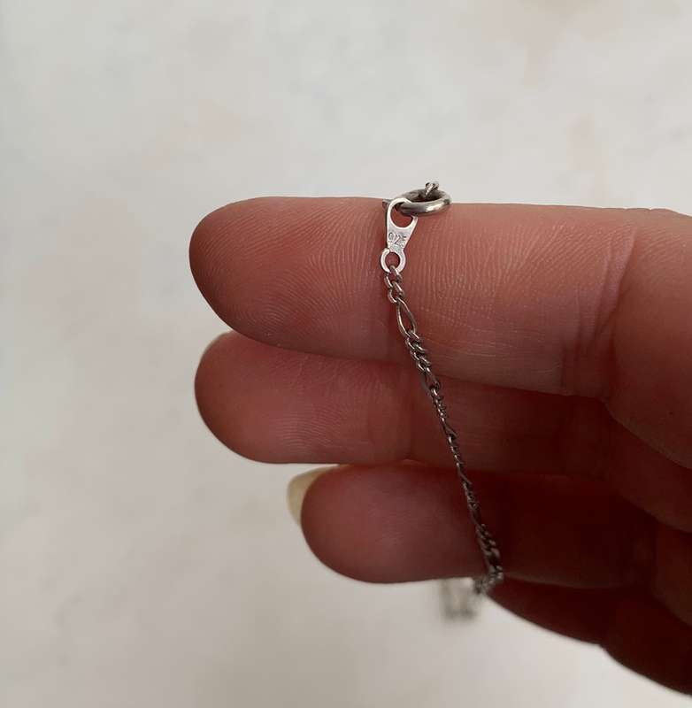 925 Silver Pendant with Round Clear Stone in Round Setting Suspended on Tube With Silver Chain #M...
