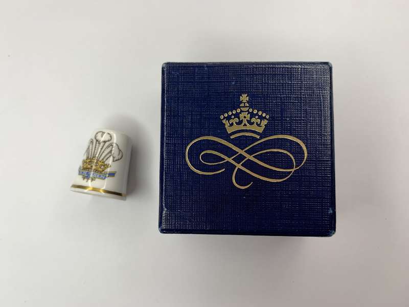 Antiques and Collectibles - Porcelain Thimble - Royal Worcester Commemorative Thimble on the Marr...