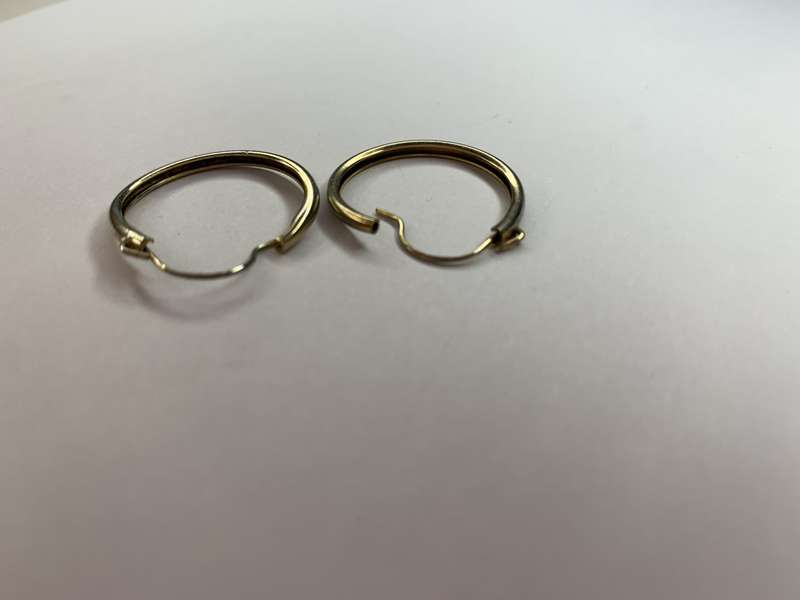 Gold Tone Tube Hoop Earrings #ML718 | Dimensions: 23mm D