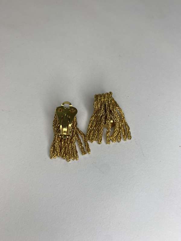 Gold Coloured Clip-on Earrings. Each Earring has 10 dangling metal tassles #ML721 R180.00 | Dimen...