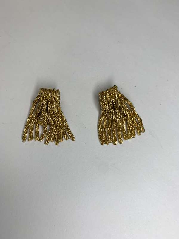 Gold Coloured Clip-on Earrings. Each Earring has 10 dangling metal tassles #ML721 R180.00 | Dimen...