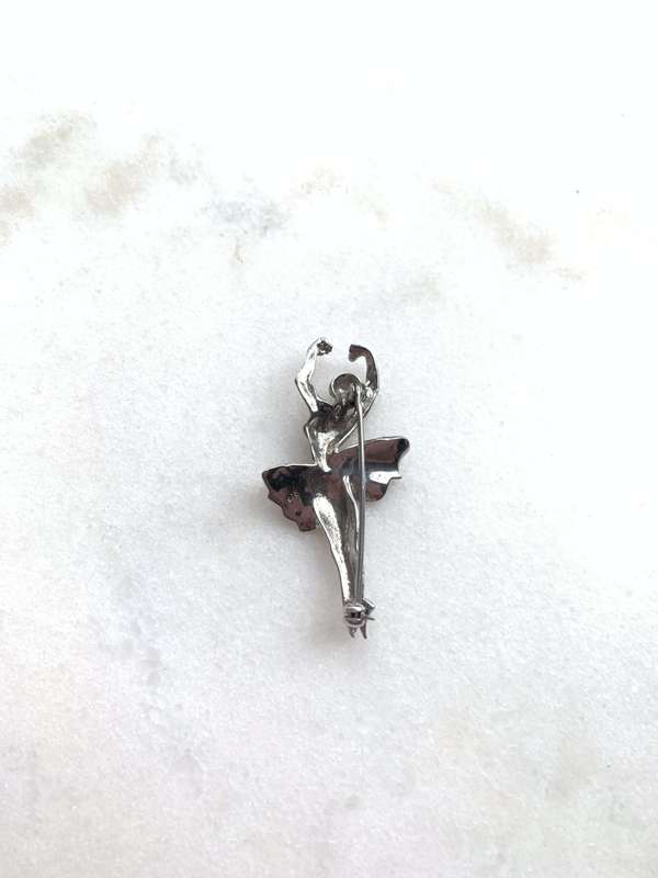 Brooch - 925 Silver Ballerina In Pirouette En Pointe With Marcasite Studded Tutu #ML756