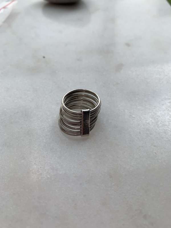 925 Silver Ring With 9 Bands Joined By Wide Thick Band. Ring Size L #ML764