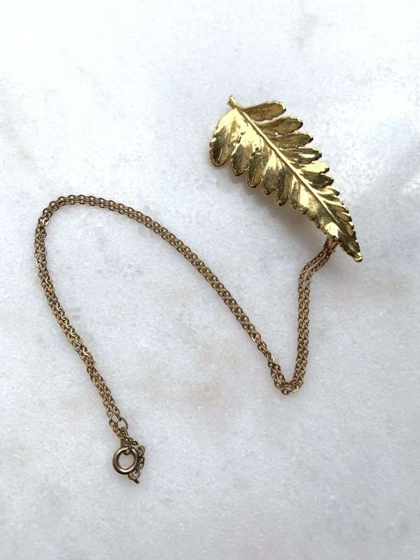 Gold Tone Combination Pendant/Brooch On Chain. Leaf Design Pendant/Brooch #ML771 R295.00 | Dimens...