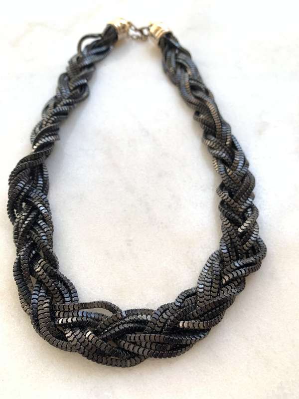 Multi Strand Shiny Black Necklace Chains With Gold Tone End Caps #ML794 R395.00 Dimensions: 560mm L