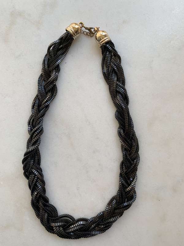 Multi Strand Shiny Black Necklace Chains With Gold Tone End Caps #ML794 R395.00 Dimensions: 560mm L