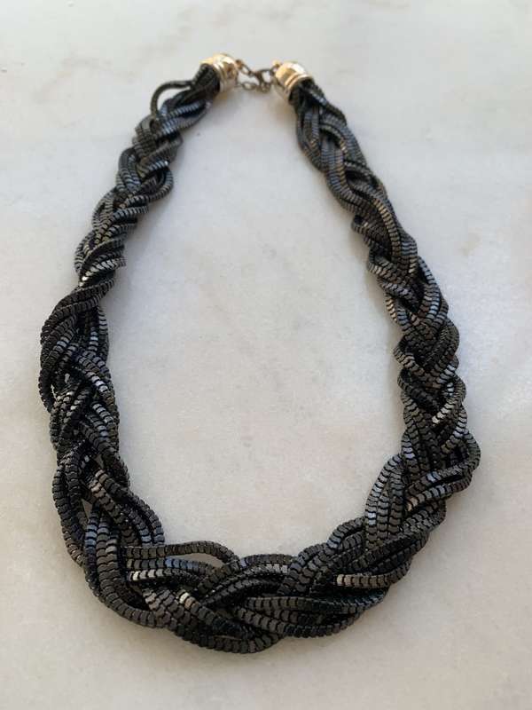 Multi Strand Shiny Black Necklace Chains With Gold Tone End Caps #ML794 R395.00 Dimensions: 560mm L