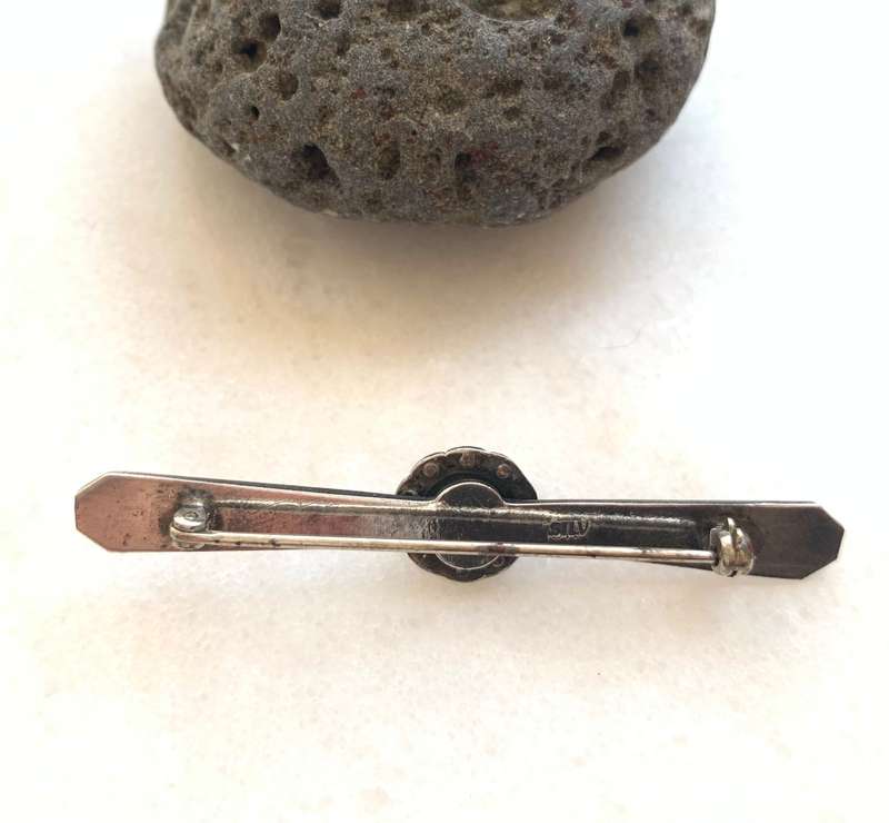Silver Marcasite Brooch With Light Blue Stone Set In Flower In Centre #ML807 R395.00 | Dimensions...