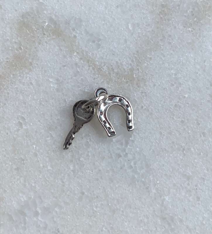 Silver Horseshoe & Key Charms on Link R811 | Dimensions: Horseshoe is 13mm x 9mm, Key is 13mm x 4...
