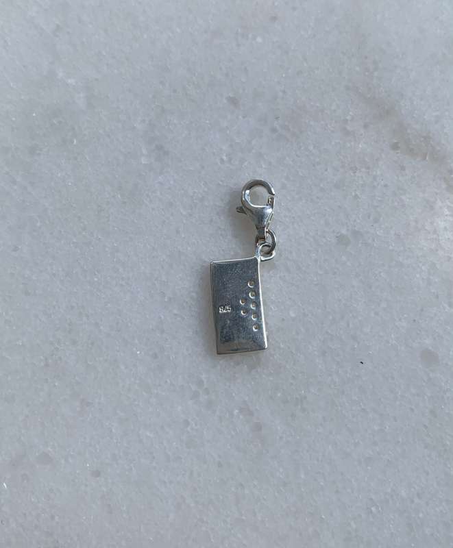 925 Silver Envelope Charm With White Coloured Pave Style Stone on Sealing Flap and dot detail on ...