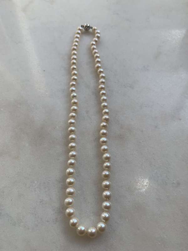 Pearl Necklace With Silver Ball Clasp