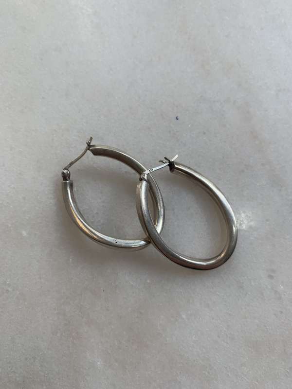 Earrings - 925 Silver Twisted Shape Hoops #ML822