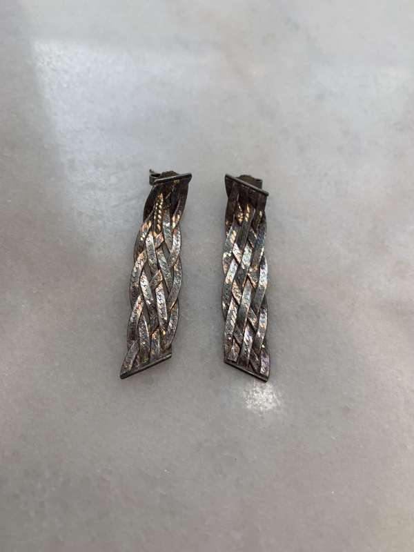 Earrings - 925 Silver Drops With Plaited Design #ML833