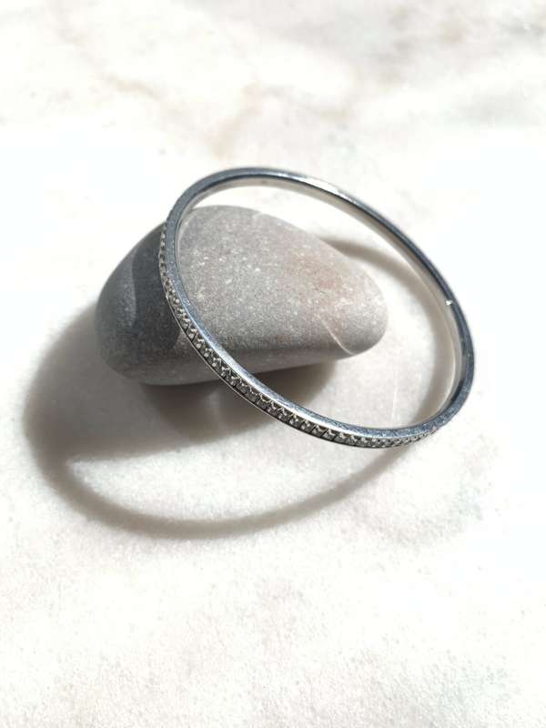 Silver Plated Bracelet With Pave Style White Stones Surrounding #ML838 | Dimensions: 65mm D