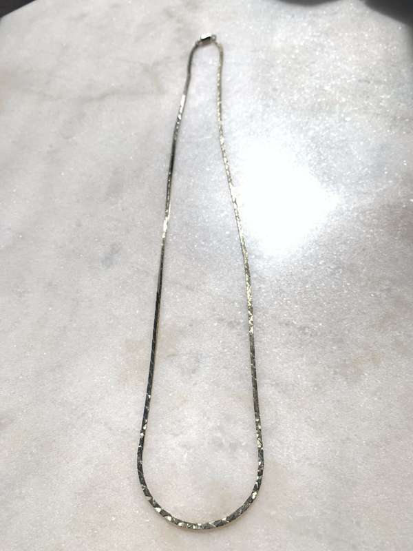 Silver Plated Thin Necklace With Flat Plaited Design #ML849 | Dimensions: 260mm D