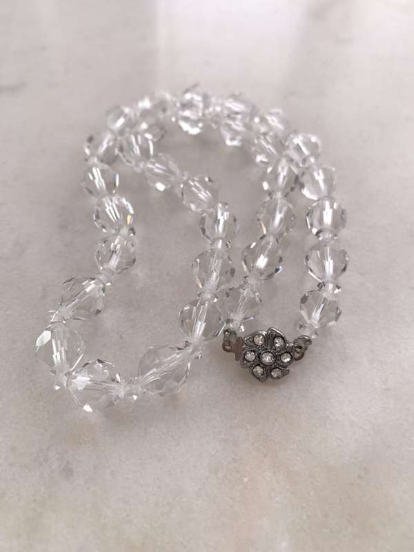 Crystal Necklace - Round Crystal Beads with Silver Colour Flower #ML867 R250.00 | Dimensions: 445...