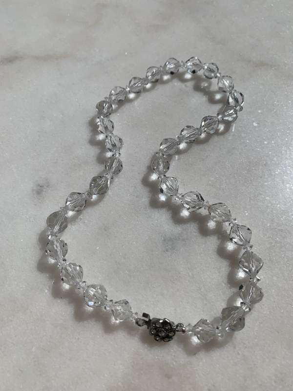 Crystal Necklace - Round Crystal Beads with Silver Colour Flower #ML867 R250.00 | Dimensions: 445...