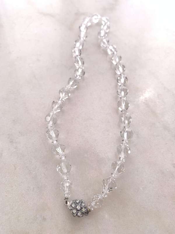 Crystal Necklace - Round Crystal Beads with Silver Colour Flower #ML867 R250.00 | Dimensions: 445...