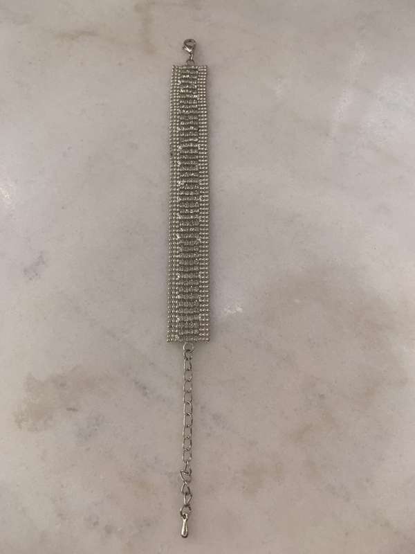 Silver Colour Bracelet With Strands of Faux White Gems With Silver Coloured Chain #ML873 | Dimens...
