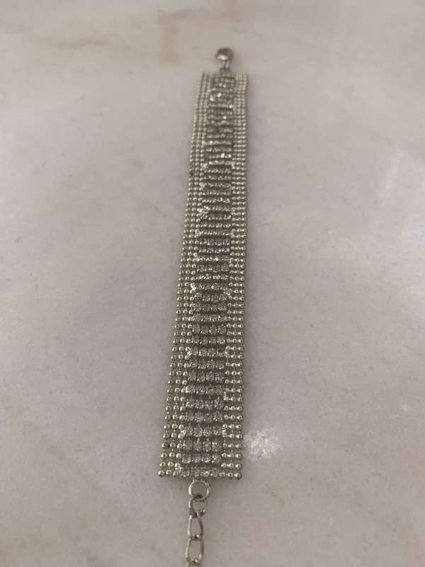 Silver Colour Bracelet With Strands of Faux White Gems With Silver Coloured Chain #ML873 | Dimens...