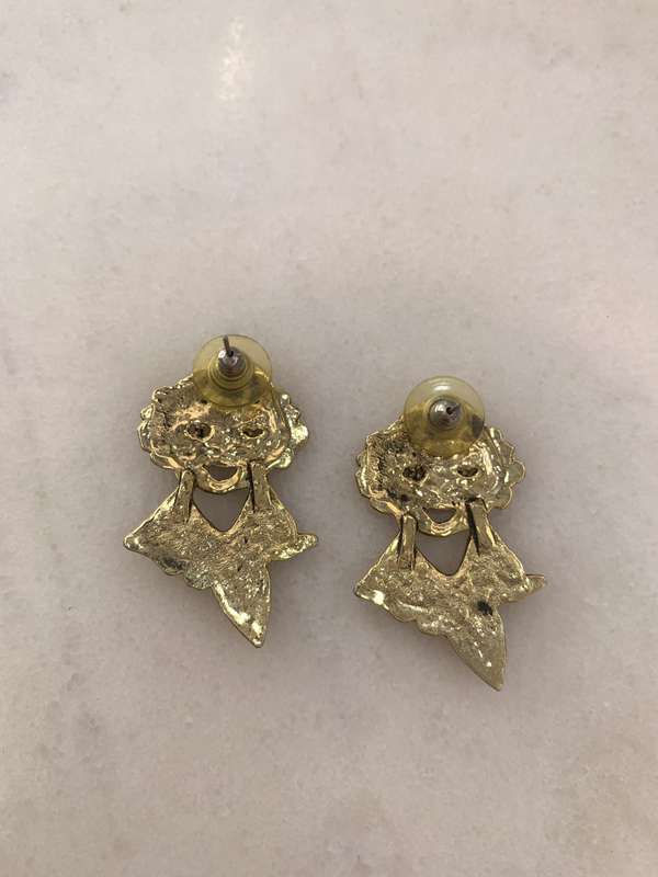 Gold Colour Clown Earrings for Pierced Ears #ML874 | Dimensions: 43mm x 25mm