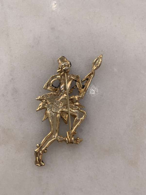 Gold & Black Metal African Dancer Brooch With White Diamante #ML878 R295.00 | Dimensions: 64mm x ...