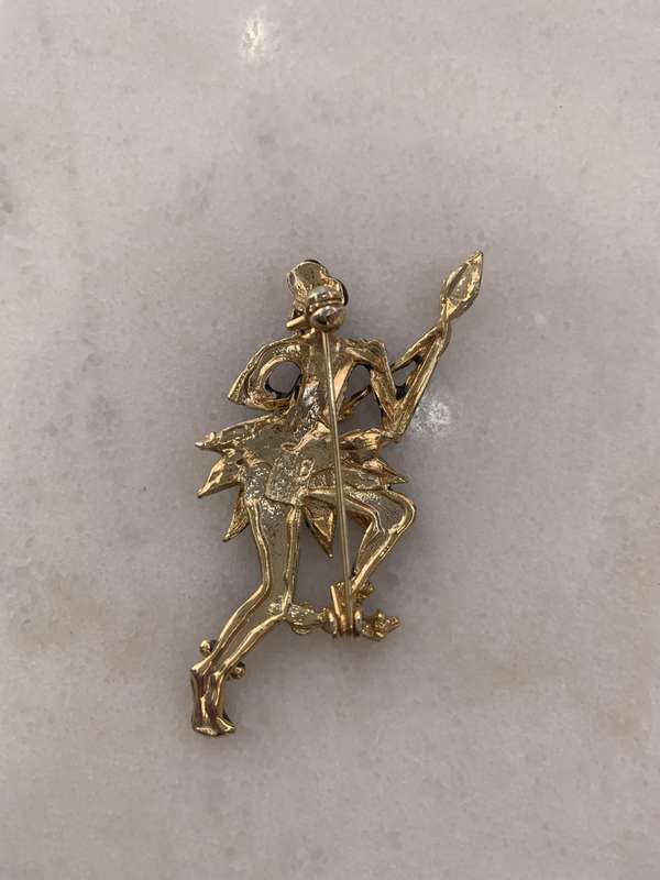 Gold & Black Metal African Dancer Brooch With White Diamante #ML878 R295.00 | Dimensions: 64mm x ...
