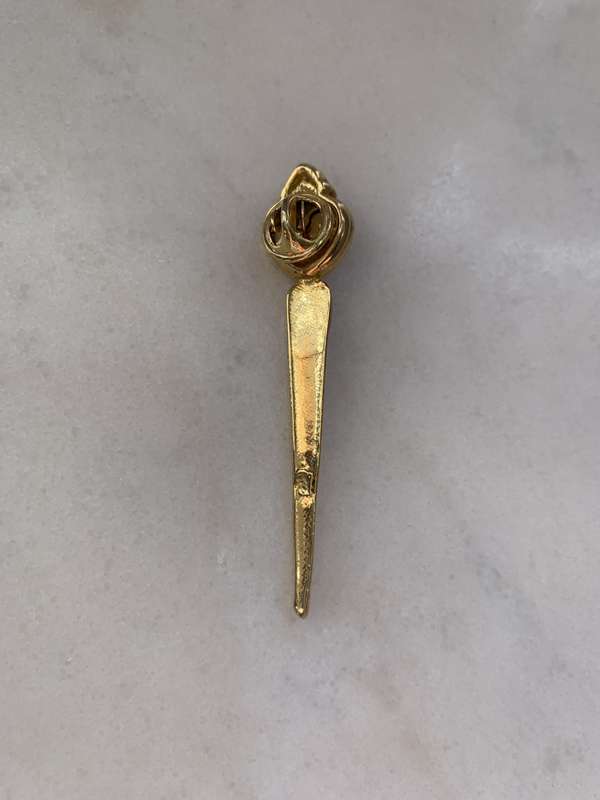 Gold Colour Lapel Pin/Brooch With Heart, Diamante and beads #ML888 | Dimensions: 70mm L