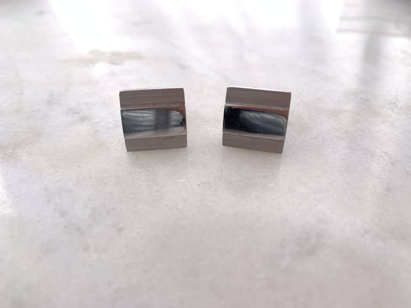 Cufflinks- Silver Plated With Raised Band ML898