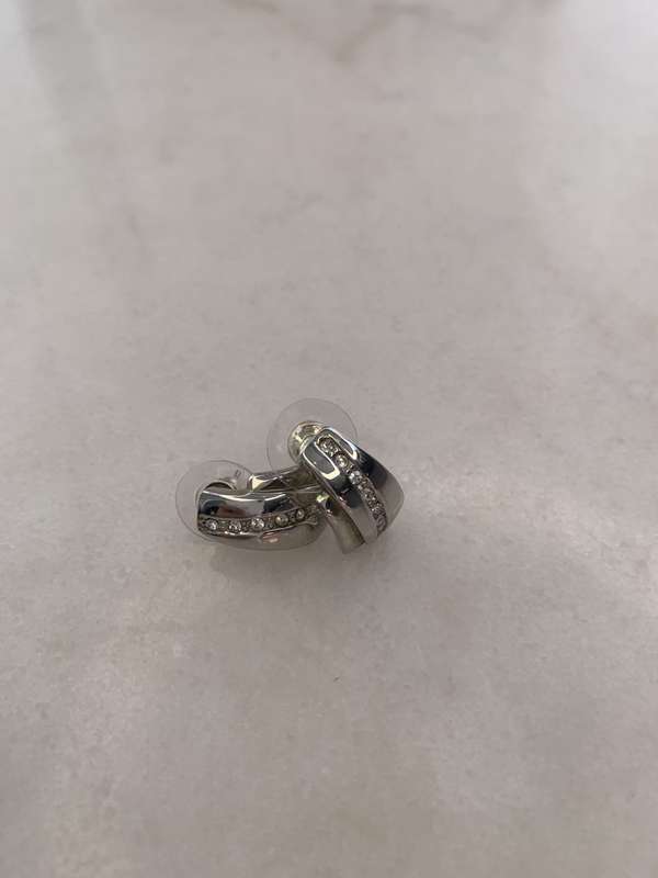 Silver Colour Earrings With Diamante #ML908 R245.00 | Dimensions: 10mm x 17mm