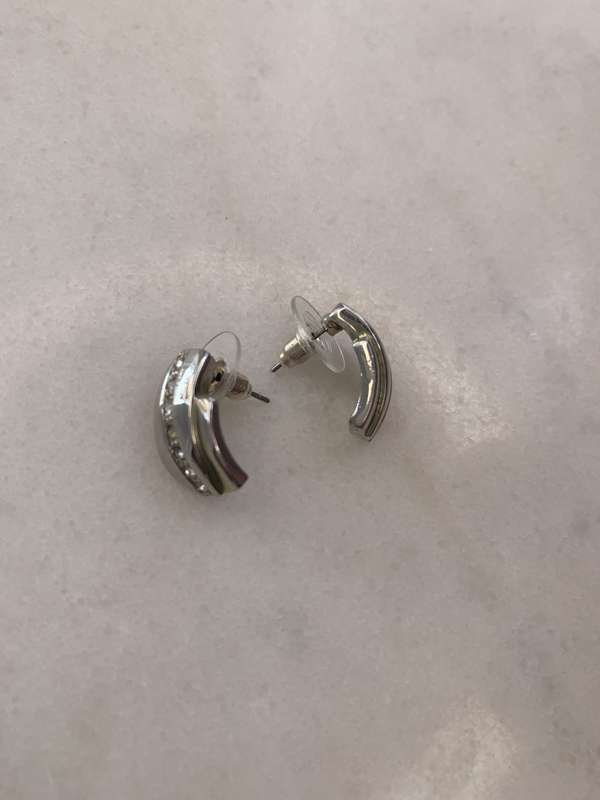 Silver Colour Earrings With Diamante #ML908 R245.00 | Dimensions: 10mm x 17mm