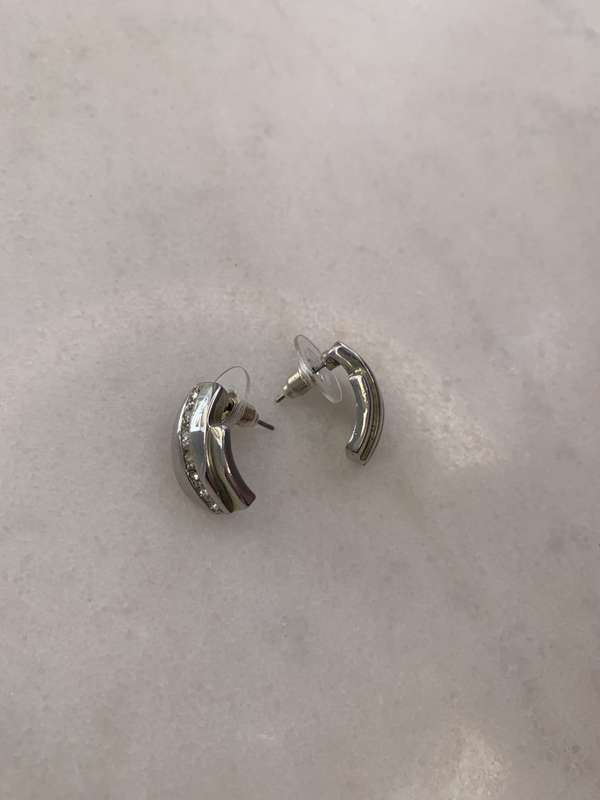 Silver Colour Earrings With Diamante #ML908 R245.00 | Dimensions: 10mm x 17mm