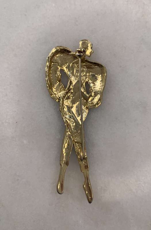 Brooch - Black, White and Gold Nouveau Style #ML915