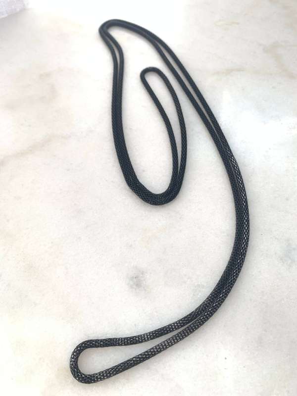 Thin Black Coloured Long Necklace #ML920  | Dimensions: 580mm D