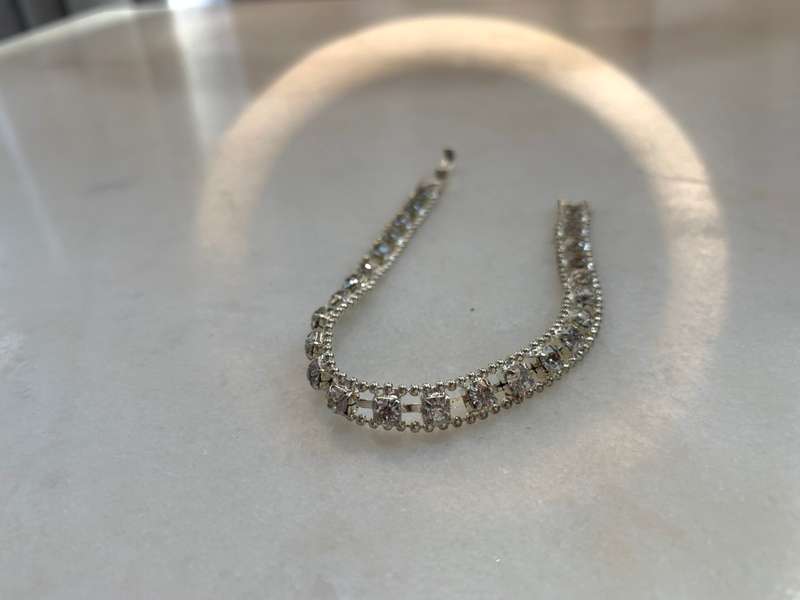 Silver Tone Bracelet With Square Clear Stones #ML941 R195.00 | Dimensions: 187mm
