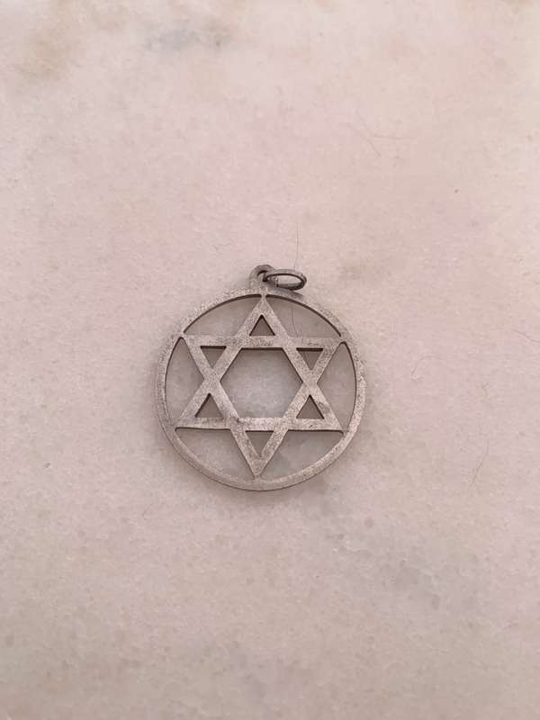 Pendant - Sterling Silver Large Star of David Pendant In Round Circle. Markings - Silver, Germany...