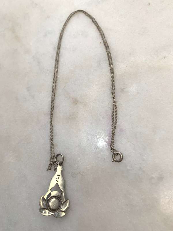 Necklace - Vintage Marcasite Pendant With Centre Pearl On Silver Chain. Pendant Marked SIL. Chain...