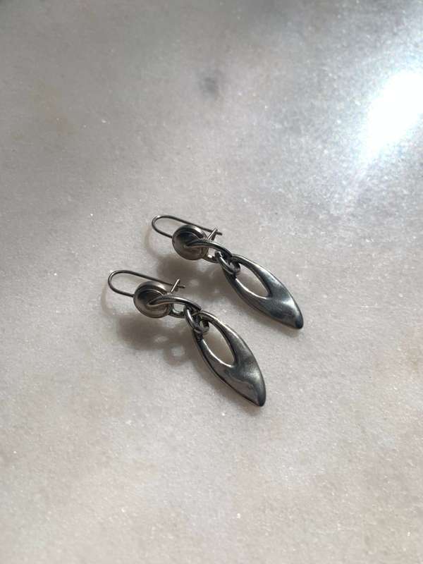 Earrings - Silver Drop and Dangle Irregular Oval Shapes With Oval Cutout #ML973 R395.00 | Dimensi...