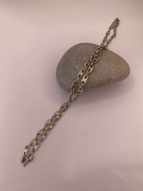 Necklace - Anchor Chain with Decorative Links - Gucci Style. Lightweight. 925 Silver #ML1005 R395...