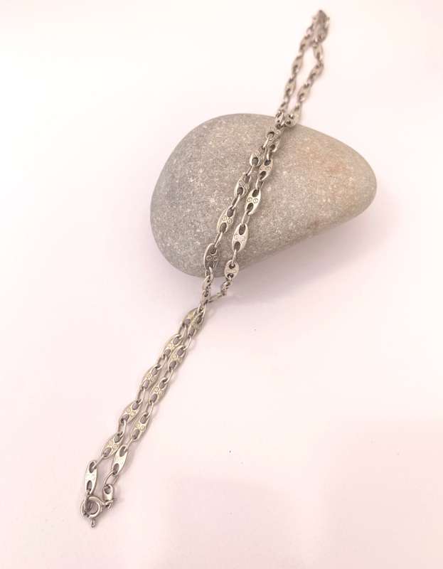 Necklace - Anchor Chain with Decorative Links - Gucci Style. Lightweight. 925 Silver #ML1005 R395...