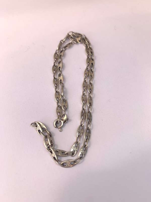 Necklace - Anchor Chain with Decorative Links - Gucci Style. Lightweight. 925 Silver #ML1005 R395...