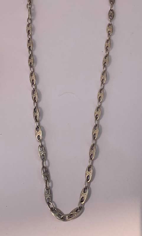 Necklace - Anchor Chain with Decorative Links - Gucci Style. Lightweight. 925 Silver #ML1005 R395...