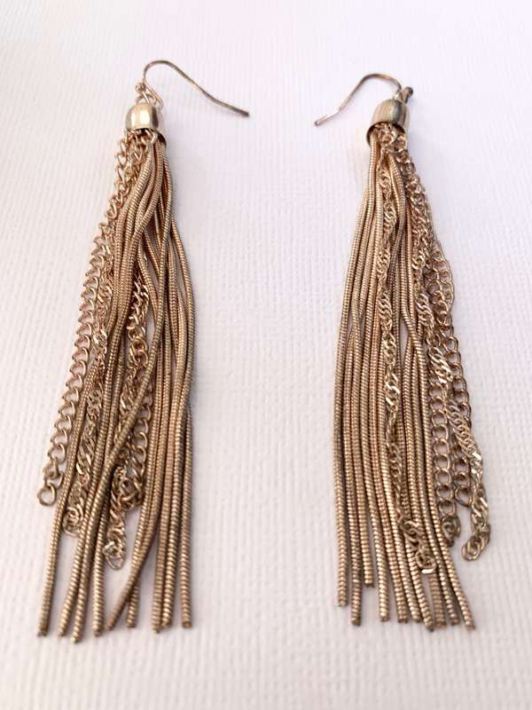 Earrings - Multi Chain Metal Dangly Earrings With Tassles. Rose Gold Colour #ML1015 R250.00 | Dim...