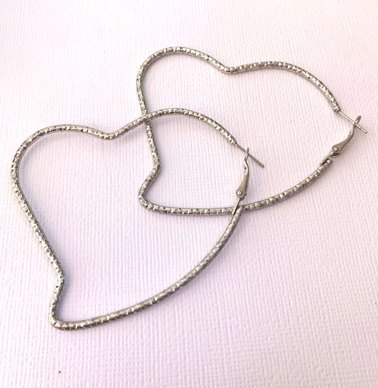 Earrings - Large Heart Hoops. Light. Silver Colour #ML1018 R220.00 | Dimensions: 55mm x 60mm