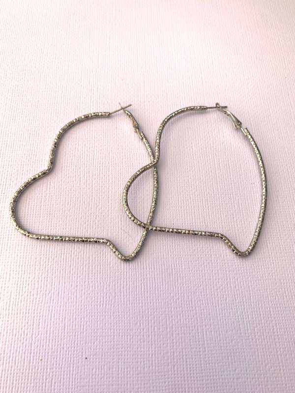 Earrings - Large Heart Hoops. Light. Silver Colour #ML1018 R220.00 | Dimensions: 55mm x 60mm
