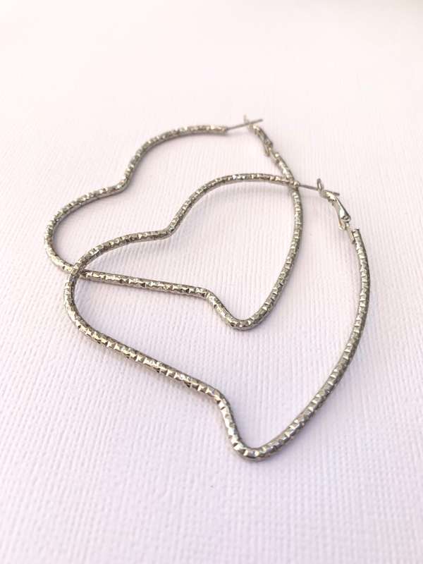Earrings - Large Heart Hoops. Light. Silver Colour #ML1018 R220.00 | Dimensions: 55mm x 60mm