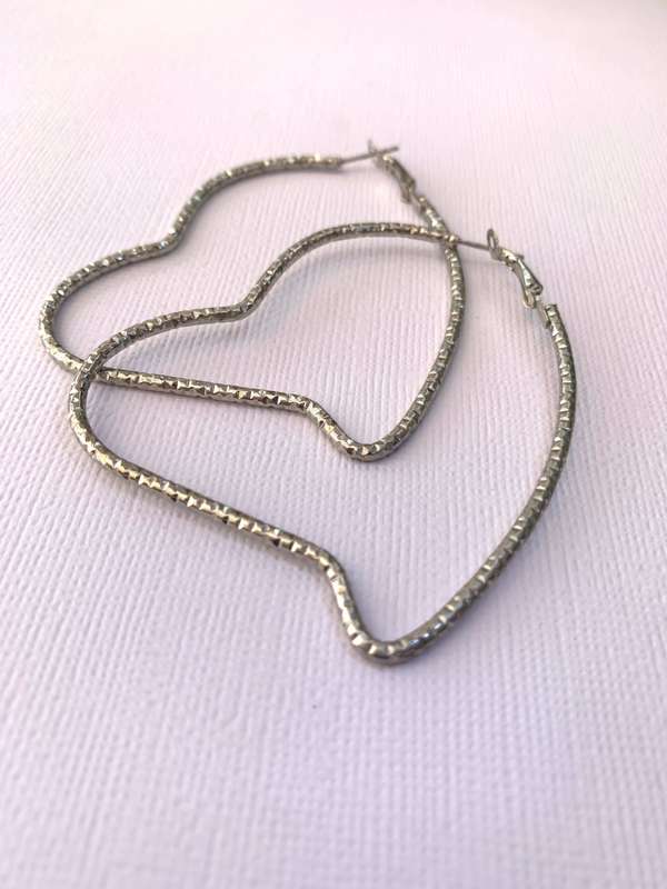 Earrings - Large Heart Hoops. Light. Silver Colour #ML1018 R220.00 | Dimensions: 55mm x 60mm
